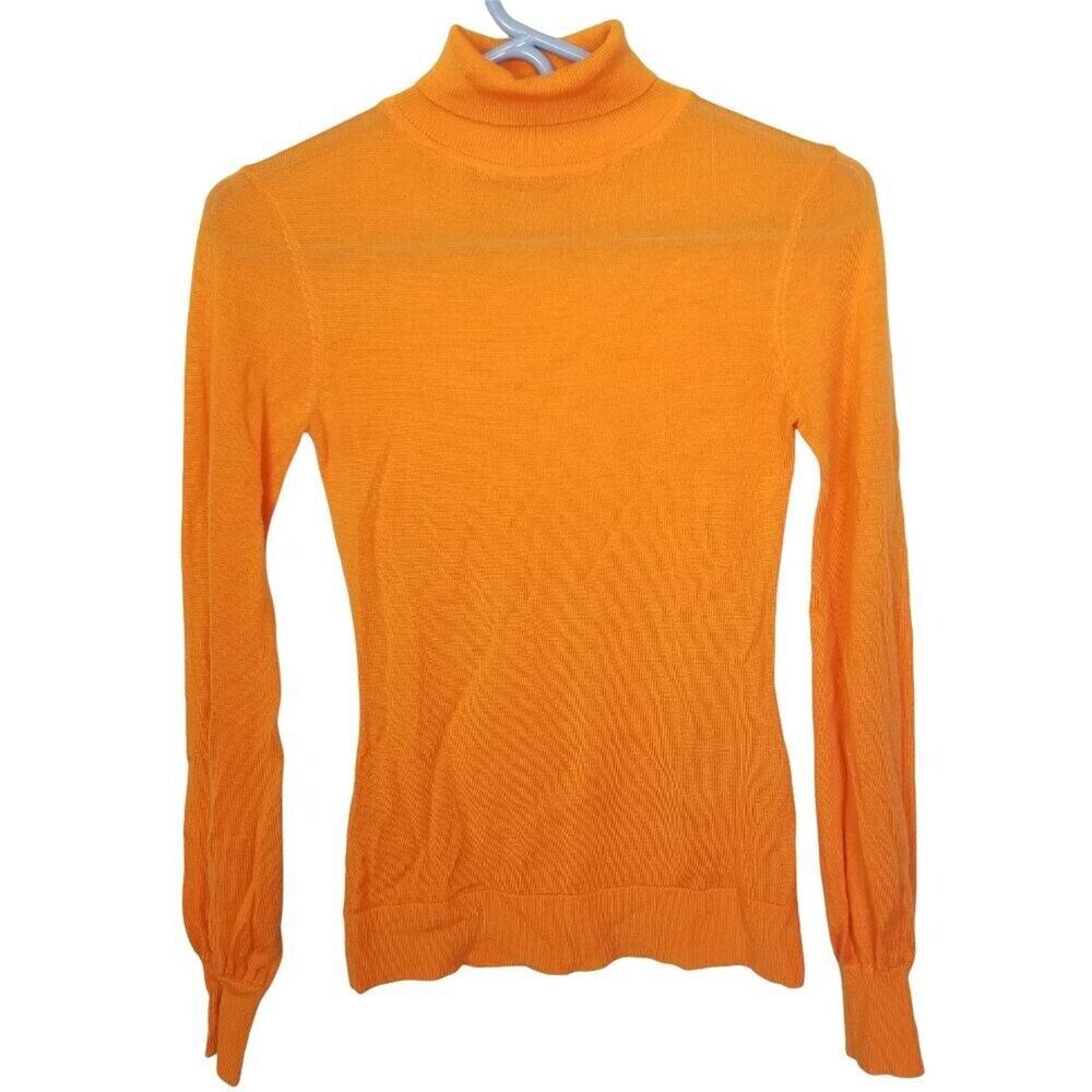 Warehouse Womens Wool Base Layer Turtleneck Semi Sheer Halloween Pumpkin Size 8